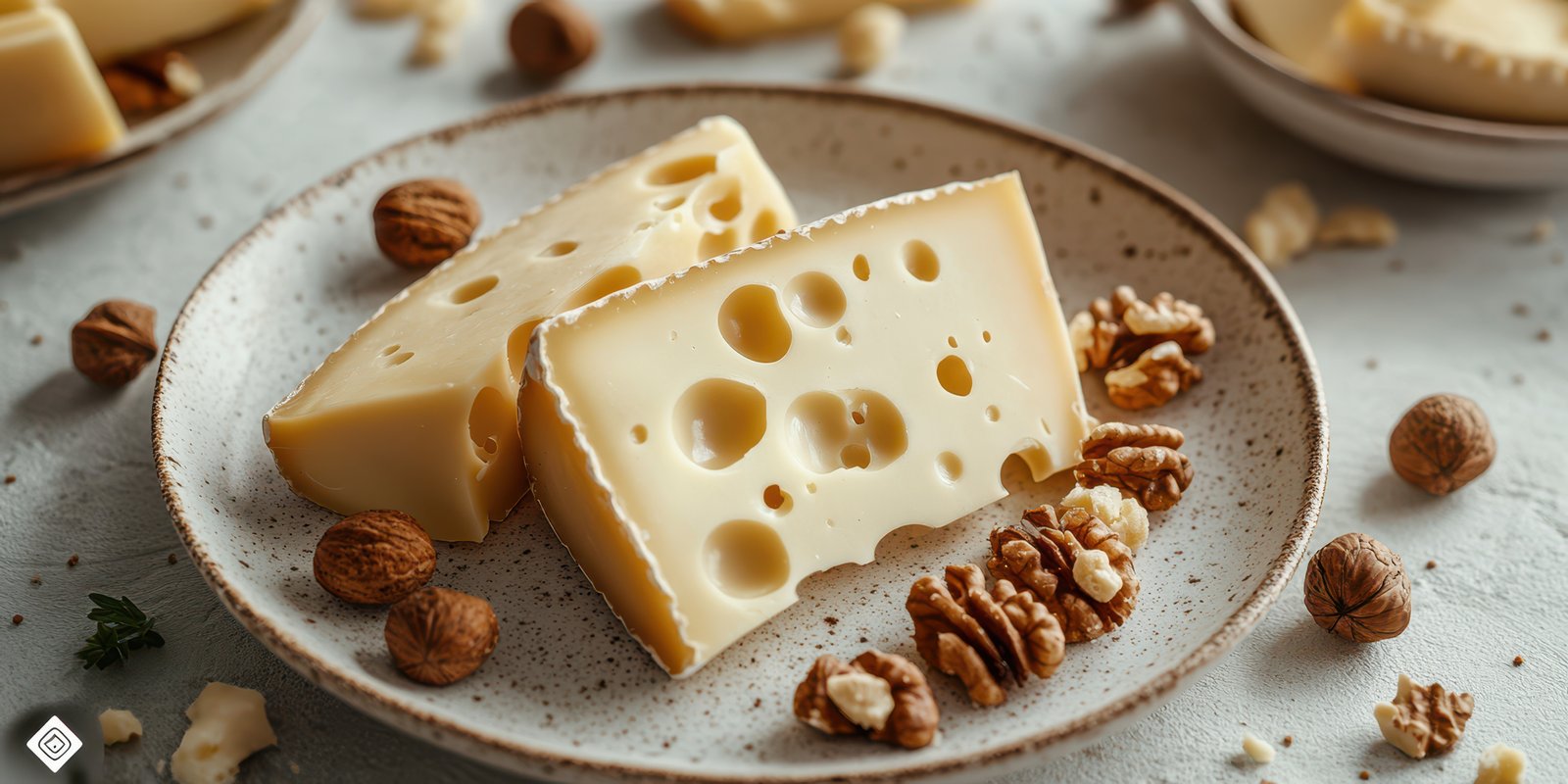 Delicious cheese slices served with walnuts on a rustic plate during a cozy gathering